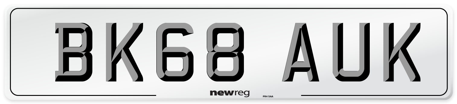 BK68 AUK Number Plate from New Reg